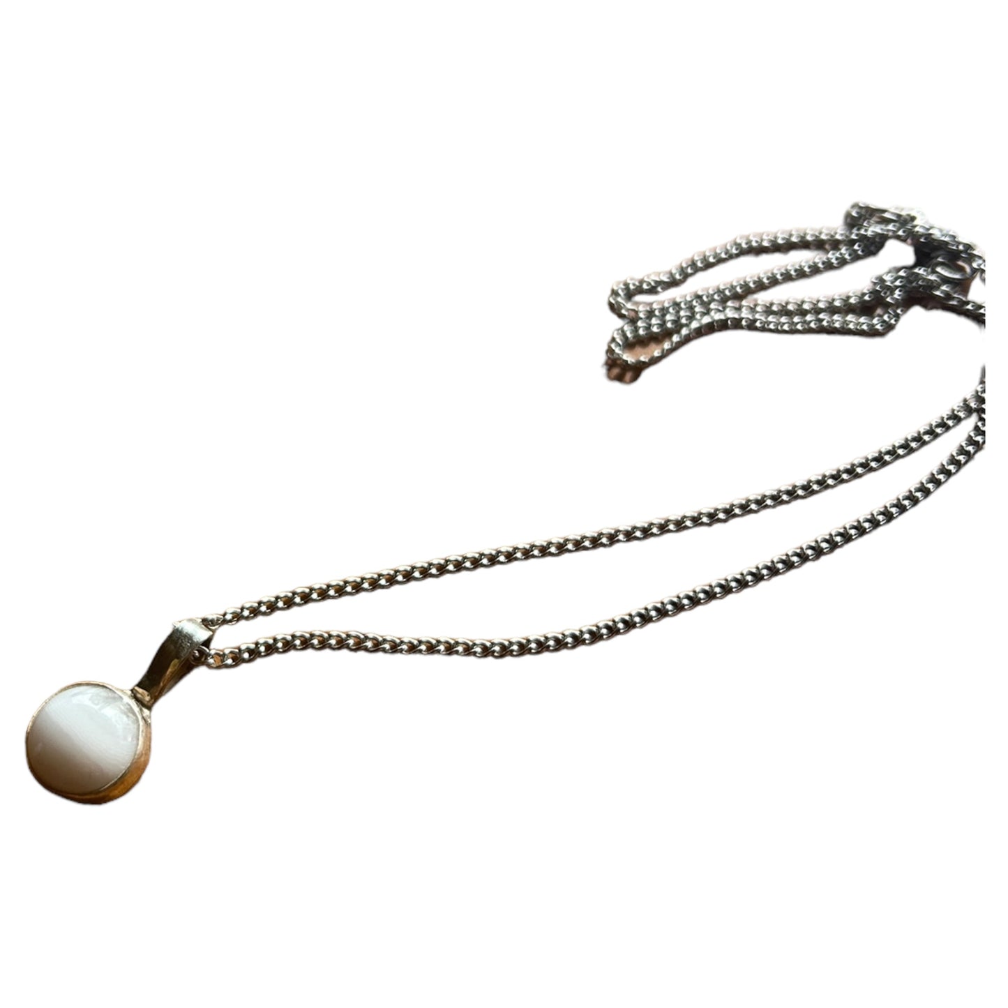 White Banded Agate Circle Pendant