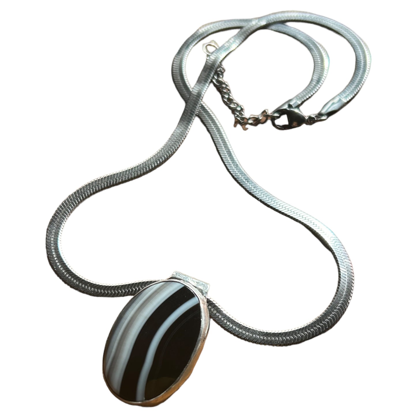 B/W Banded Agate Pendant