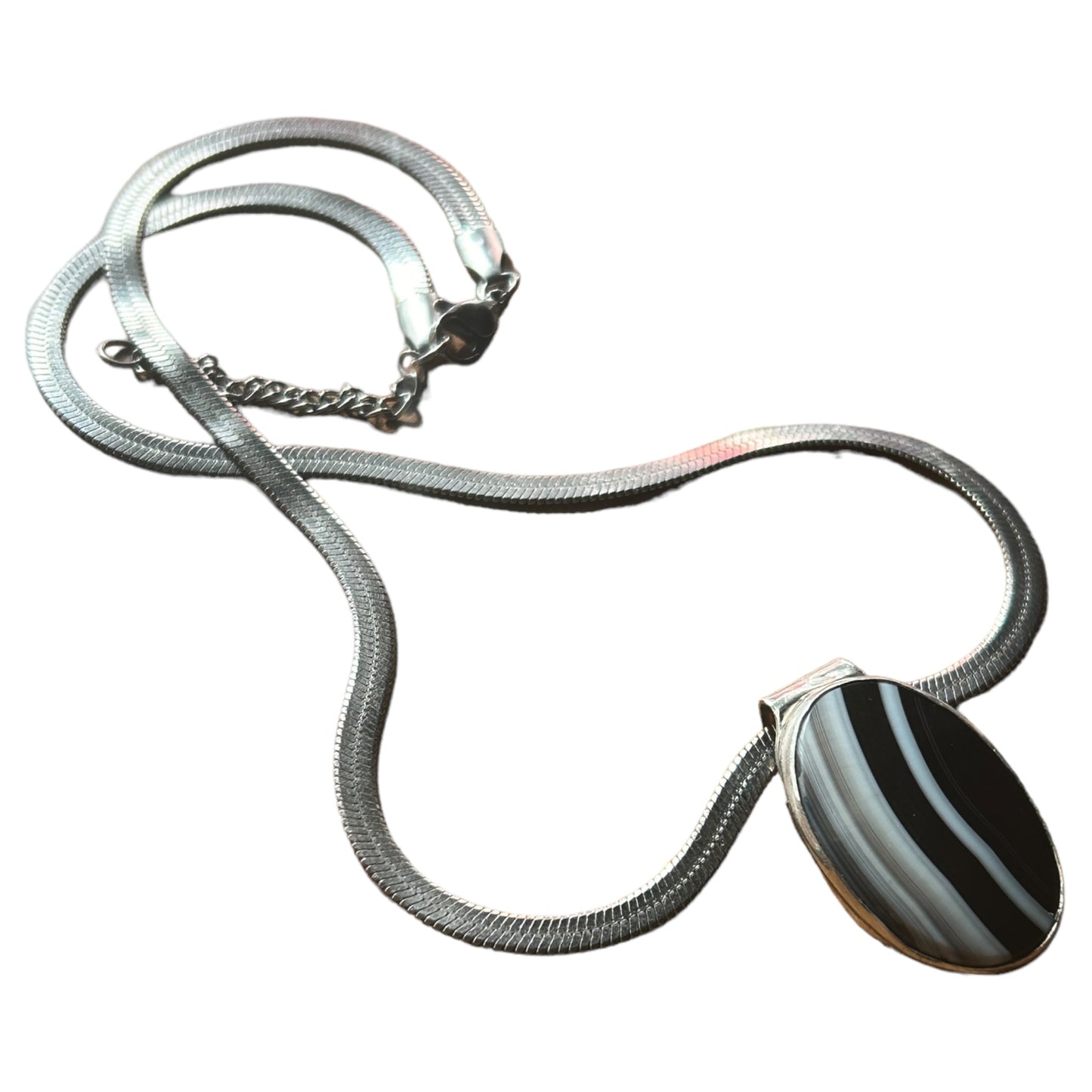 B/W Banded Agate Pendant